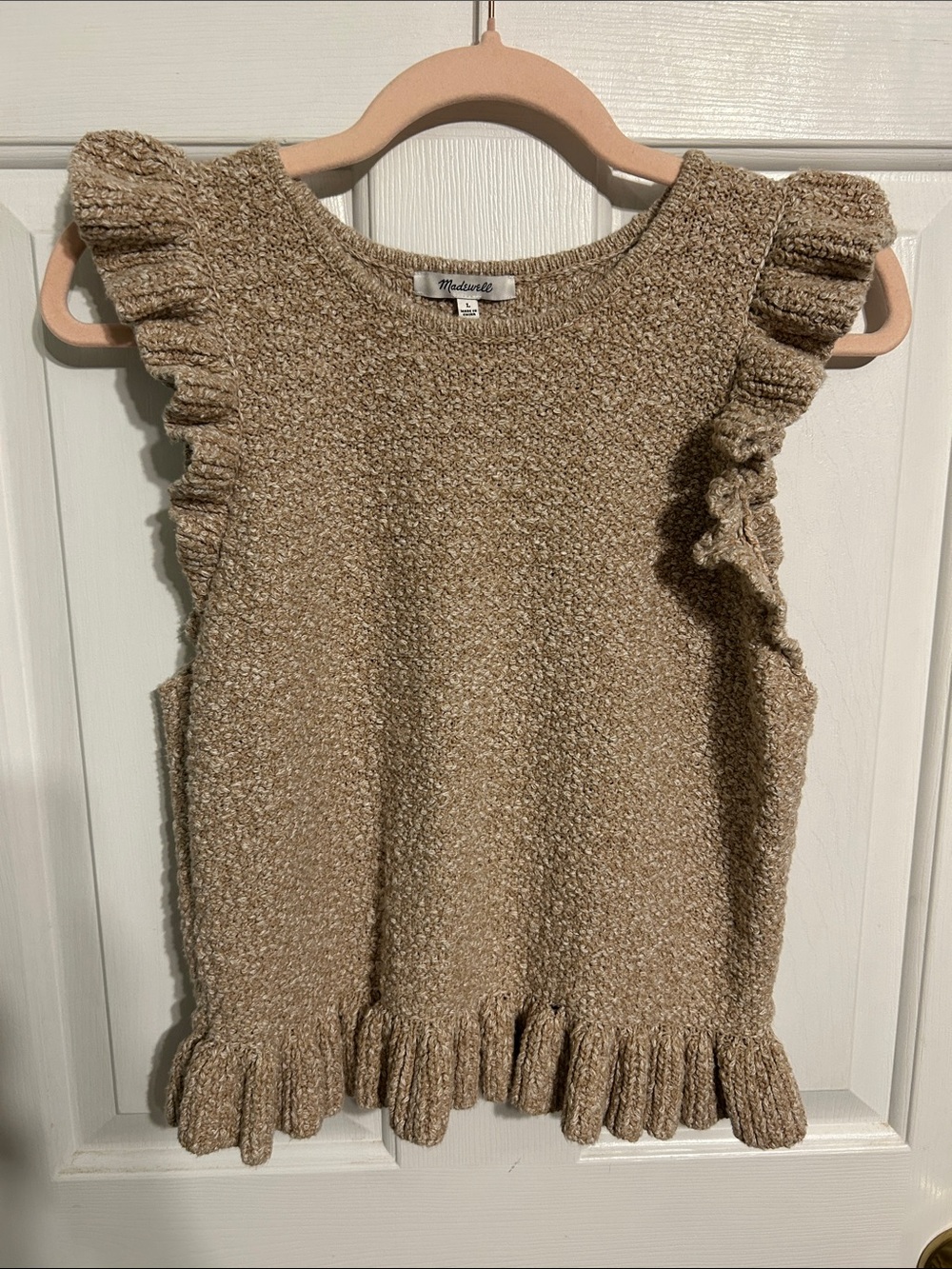 Madewell Nicollet Ruffle 100% Cotton Sweater Size Large